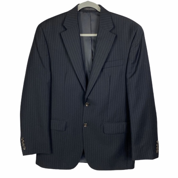 Chaps 100% Wool Suit Coat Blazer Jacket Men's 38R‎ Black Pinstripe 2-Button - Picture 8 of 8